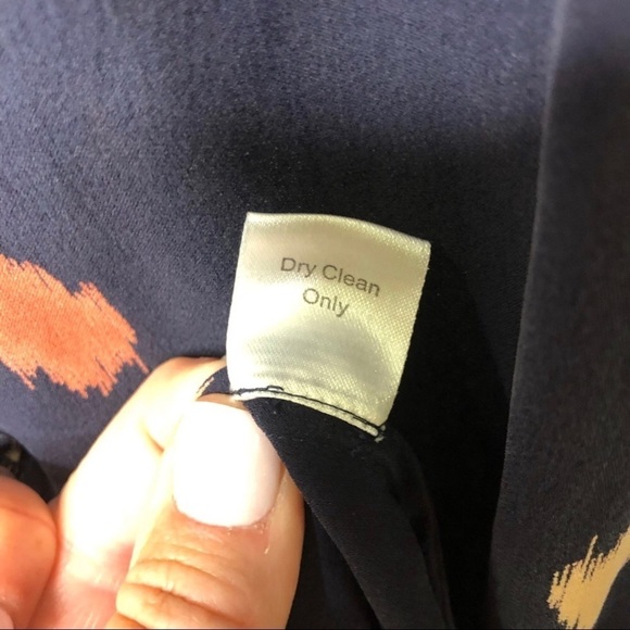 Parker Silk Dress Navy Dot Print Size Small Bell Sleeve - Picture 10 of 10